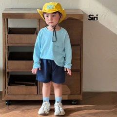 Áo thun áo phông tay dài chất cotton xược màu trắng màu xanh unisex cho bé trai bé gái size 9 tới 24kg BERNIE SIRI 6379ADK