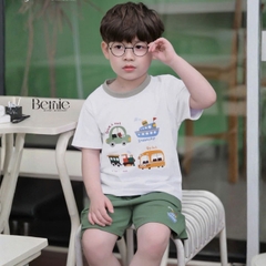 Áo thun áo phông tay ngắn chất thun cotton họa tiết Travel vui tươi cho bé trai size 9 tới 28kg BERNIE T1025B70