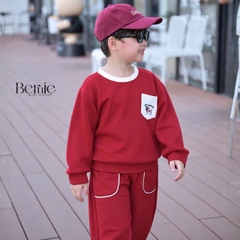 Set bộ cotton nỉ 2 da cho bé trai áo tay dài Freedom Boy kèm quần size 9kg tới 26kg BERNIE H0526B34