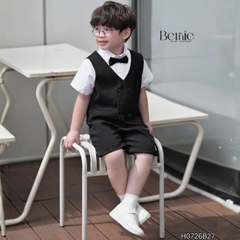 Set vest gi lê 5CT cho bé trai áo gi lê áo sơ mi quần short phụ kiện nơ cổ và cà vạt size 9 tới 25kg BERNIE H0726B27