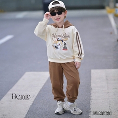 Set bộ thể thao áo hoodie bóng chày tay dài phối màu kèm mũ và quần dài cho bé trai 11 tới 28kg BERNIE V0426B38