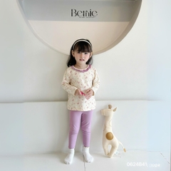 Set bộ dài thun dàì tay thu đông cotton họa tiết dễ thương viền bèo bé gái đi chơi đi học 1đến 7t BERNIE 0624B41