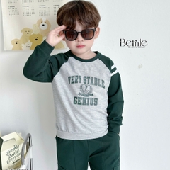 Set bộ thun dài tay raplang cotton da cá họa tiết in chữ thể thao cho bé trai 1 đến 7 tuổi BERNIE 0424B27
