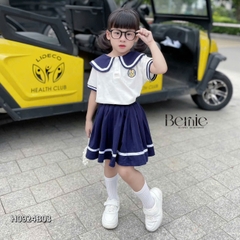 Bộ đồ thun Polo cho bé trai bé gái đồng phục BERNIE thủy thủ quần short ngắn chân váy xếp ly 8-30kg H0924B04