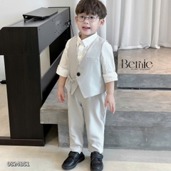 Set đồ vest gile dài công tử cổ V 3 chi tiết phong cách hàn quốc cho bé trai 1 đến 7 tuổi Bernie 0824B51