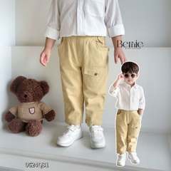 Quần kaki dài bé trai phối túi hộp đính cúc nhiều màu bé trai đi học đi chơi 1đến 7t BERNIE 0624Q32