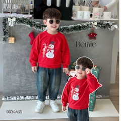 Áo noel màu đỏ áo phông dài tay giáng sinh cho bé trai bé gái 1 đến 7 tuổi BERNIE 0824A13