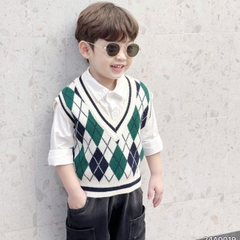 Áo khoác gile len họa tiết quả trám phong cách hàn quốc cho bé trai bé gái size 1 đến 7T BERNIE 24A0019