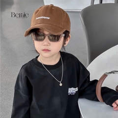Mũ lưỡi trai kaki xước unisex cho bé trai bé gái thêu chữ phong cách Hàn quốc BERNIE 49-52cm cm bé 2 đến 6 tuổi 