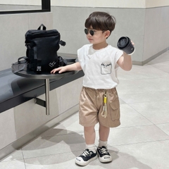 Quần short quần kaki đùi phối túi hộp 1 bên cho bé trai đi chơi đi học size 9 tới 28kg BERNIE P1124Q51