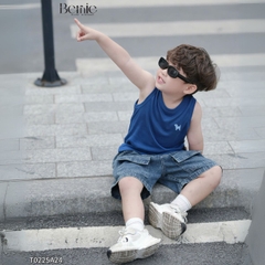 Áo thun áo ba lỗ cho bé trai thun cotton bozip thêu cún dễ thương size 1 đến 7 tuổi BERNIE T0225A24