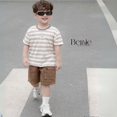 Đồ bộ cộc họa tiết kẻ ngang kèm quần kaki túi hộp cho bé trai size từ 9đến 24kg BERNIE KIDS P0125B23