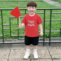 Áo thun tay ngắn unisex cho bé trai bé gái họa tiết in chữ Độc lập - Tự do size 9 tới 25kg BERNIE H0425A57
