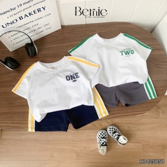 Set bộ thể thao tay raplang phối sọc viền màu kèm quần short cho bé trai size 9 tới 25kg BERNIE H0425B50