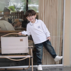 Set bộ polo tay dài chất polo cá sấu họa tiết huy hiệu cho bé trai size 1 đến 7 tuổi BERNIE 0724B34