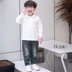 Áo thun áo polo tay dài thêu phù hiệu sắc nét cho bé trai 1 đến 7 tuổi BERNIE T0425A48