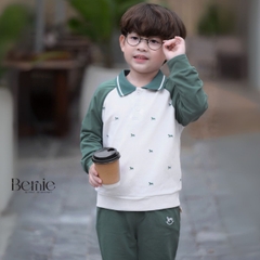 Set bộ polo dài tay raplang phối màu họa tiết in tràn dễ thương kèm quần dài cho bé trai size 1 đến 7 tuổi BERNIE T0425B67