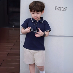 Set bộ polo tay ngắn cổ bo dệt khóa kéo kèm quần short cho bé trai size 1 đến 7 tuổi BERNIE H0725B59