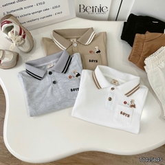 Set bộ polo dài tay chất polo cá sấu họa tiết thêu Gấu Boy kèm quần kaki dài cho bé trai size 1 đến 7 tuổi BERNIE T0425B45