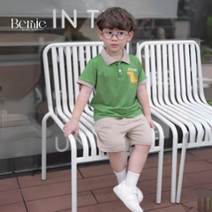 Set bộ polo tay ngắn họa tiết khủng long và ô tô kèm quần short đùi bé trai 9 tới 28kg BERNIE T0725B61