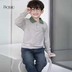 Áo thun áo polo tay dài họa tiết hình in Khủng long cho bé trai 1 đến 7 tuổi BERNIE H0425A51