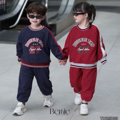Set bộ dài thể thao unisex họa tiết hình in Double kèm quần dài cho bé trai bé gái size 9 tới 28kg BERNIE T0625B35