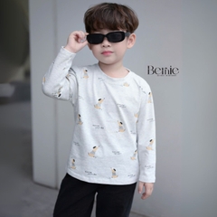 Set bộ thun cho bé trai tay dài áo thun họa tiết in cún hoạt hình quần dài da cá size 9 tới 28kg BERNIE H0725B66