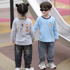 Áo thun áo phông tay dài họa tiết Animal unisex cho bé trai bé gái đi học đi chơi 9 đến 27kg BERNIE T0725A38