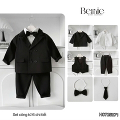 Set bộ vest hoàng gia 6 chi tiết dài tay cho bé trai đi tiệc đi sự kiện size 9 tới 28kg BERNIE H0725B71