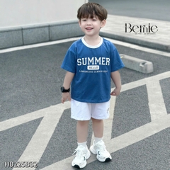 Set đồ thun tay ngắn basic phối màu cho bé trai mùa hè Hello summer size 1 đến 7 tuổi BERNIE H0225B32
