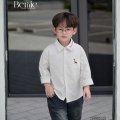 Áo sơ mi dài tay bé trai thêu khủng long phong cách hàn quốc chất thô hàn mềm mại BERNIE cho bé 8 đến 24kg