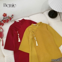 Set áo dài cách tân kèm quần cho bé trai chất lụa vân Thiên tử mặc Tết size 9 đến 25kg BERNIE H0925B11