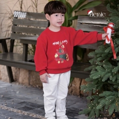 Áo Noel màu đỏ áo thun Giáng sinh cho bé trai bé gái tay dài chất nỉ 2 da size 1 đến 7 tuổi BERNIE H1025A43