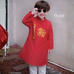 Set áo dài bé trai áo chất tafta tre thêu rồng phối khánh kèm quần dài kaki size 9 đến 25kg BERNIE H0925B40Đ