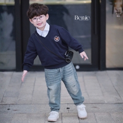 Áo thun Sweater dài tay Gấu họa tiết thêu gấu cho bé trai bé gái 1 đến 7 tuổi BERNIE T1125A48Đ