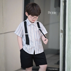 Set sơ mi sọc dây đai Urban bé trai phong cách công tử quần short BERNIE T1025B36Đ