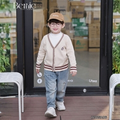 Áo len Cadigan Smart Boy phong cách vintage họa tiết huy hiệu cho bé trai bé gái size 9 đến 25kg BERNIE H1025A06