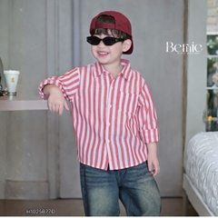 Set đồ áo sơ mi dài tay kèm quần jean và áo thun bên trong, set sơ mi dài sọc kẻ phong cách hàn quốc 1 đến 7 tuổi BERNIE H1025B77Đ