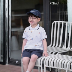Set bộ Polo Xe tinh nghịch cho bé trai áo thun polo tay ngắn và quần short kaki size 9 tới 28kg BERNIE T1125B08Đ