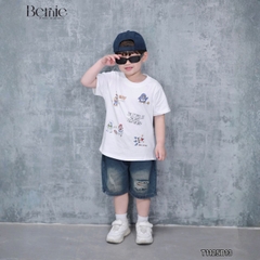 Bộ đồ bé trai Boy Story áo thun cotton quần jean rách mềm Set đồ bé trai năng động đi học đi chơi  BERNIE T1125B13