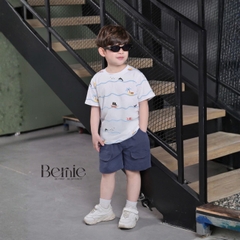  Set bộ Ocean áo thun tay ngắn họa tiết biển phối quần short kaki denim size 9kg tới 28kg BERNIE KIDS T1025B75