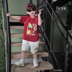 Set bộ khủng long Big Player cho bé trai áo tay ngắn raplang kèm quần short kaki bé trai 9 tới 28kg BERNIE H1125B32