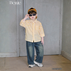 Áo sơ mi kẻ sọc dài tay phong cách STREET màu đỏ màu vàng màu xanh cho bé trai size 9kg tới 25kg BERNIE H1025B77Đ 