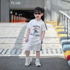 Set bộ cộc phong cách thể thao áo cotton họa tiết Home run kèm quần short cho bé trai size 9 tới 28kg BERNIE H1025B50