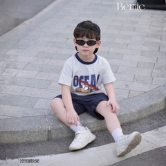 Set bộ tay ngắn đi chơi đi biển cho bé trai Ocean boy áo thun và quần short kaki size 9 tới 28kg BERNIE H1125B45