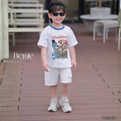 Set bộ tay ngắn đi chơi đi biển cho bé trai áo loang Houd và quần short kaki size 9 tới 28kg BERNIE T1125B15