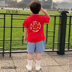 Set bộ polo Lá cờ Độc lập Việt Nam áo polo đỏ kèm quần short cho bé trai size 9 tới 25kg BERNIE H0226B25Đ