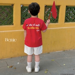 Áo thun áo Cờ đỏ sao vàng Việt Nam chất cotton tay ngắn unisex cho bé trai bé gái size 9 tới 28kg BERNIE H0226A24Đ