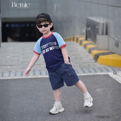Set bộ thể thao cộc tay raplang phối màu họa tiết Everything và quần short bé trai size 9 tới 25kg BERNIE H1125B42
