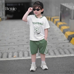 Set bộ thể thao Football cho bé trai áo tay ngắn họa tiết in chữ và số 10 kèm quần short size 9 tới 28kg BERNIE H1125B36